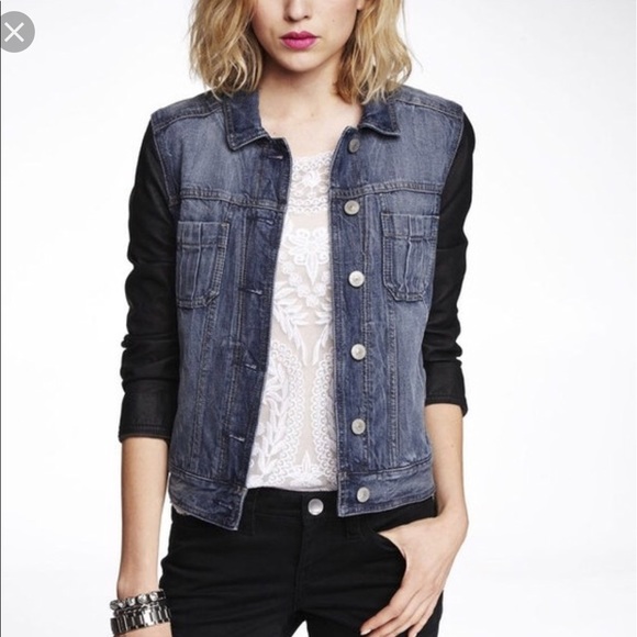 faux leather denim jacket